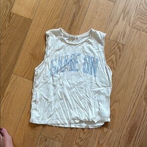 White Sleeveless 'Game On' Top